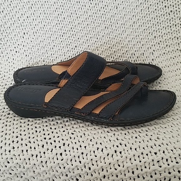 Born Shoes | Born Toe Strap Blue Leather Sandals Size 8mw | Poshmark